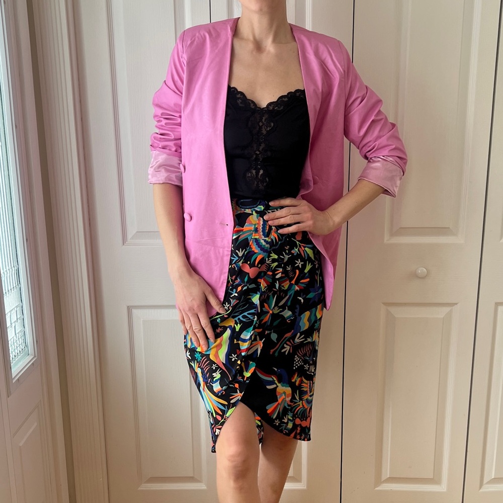 NWT Bubble Gum Pink Faux leather blazer
